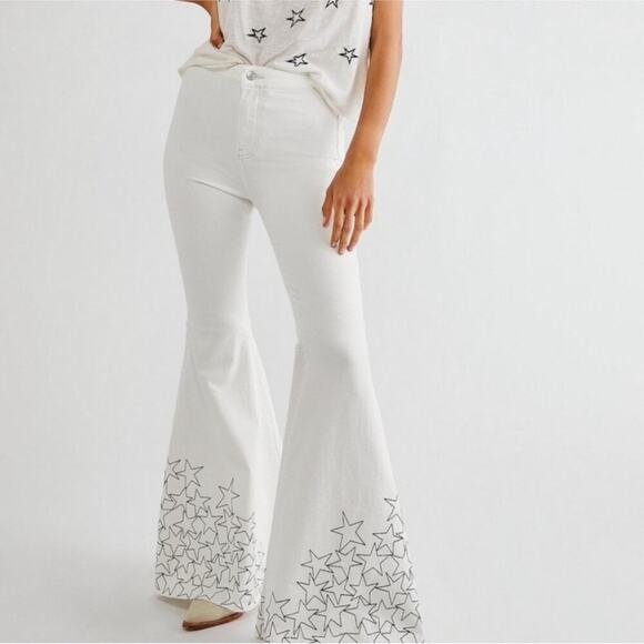 Free People x Zandra Rhodes Just Float On Flare Jeans size 30 - Picture 2 of 11